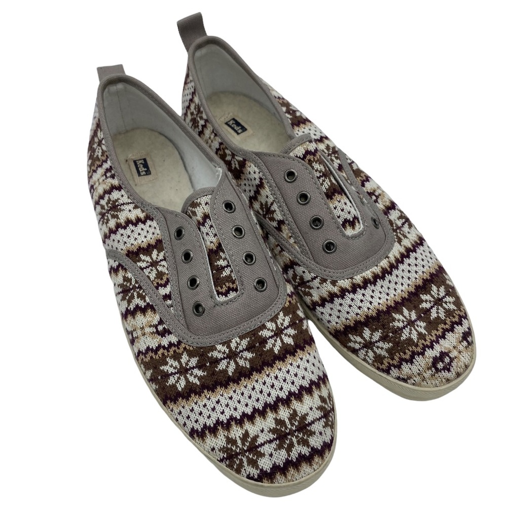 Keds Vintage Nordic Print Brown, Cream, & White Sneakers